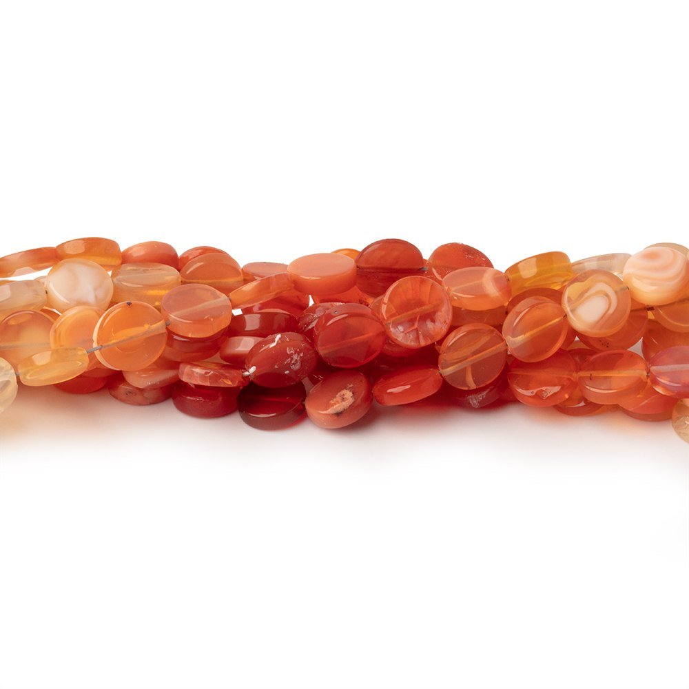 6mm Mexican Fire Opal Plain Coin Beads 17 inch 70 pieces