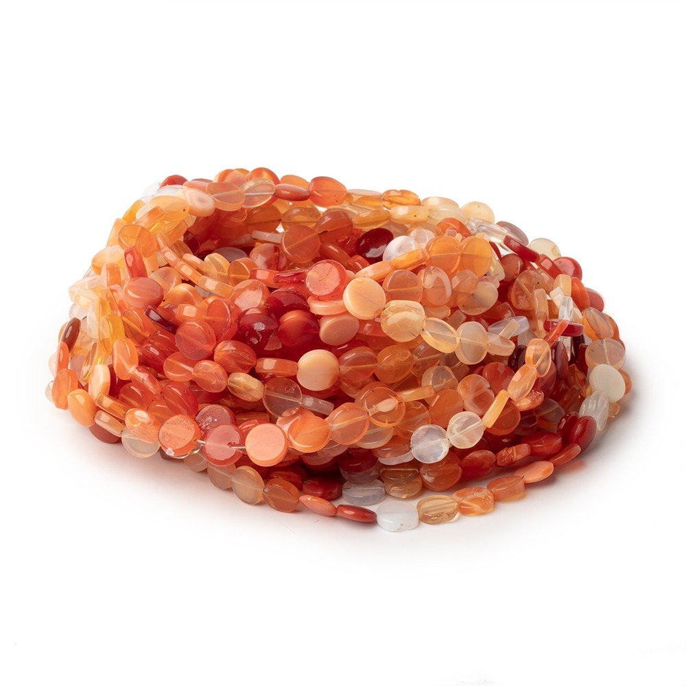 6mm Mexican Fire Opal Plain Coin Beads 17 inch 70 pieces
