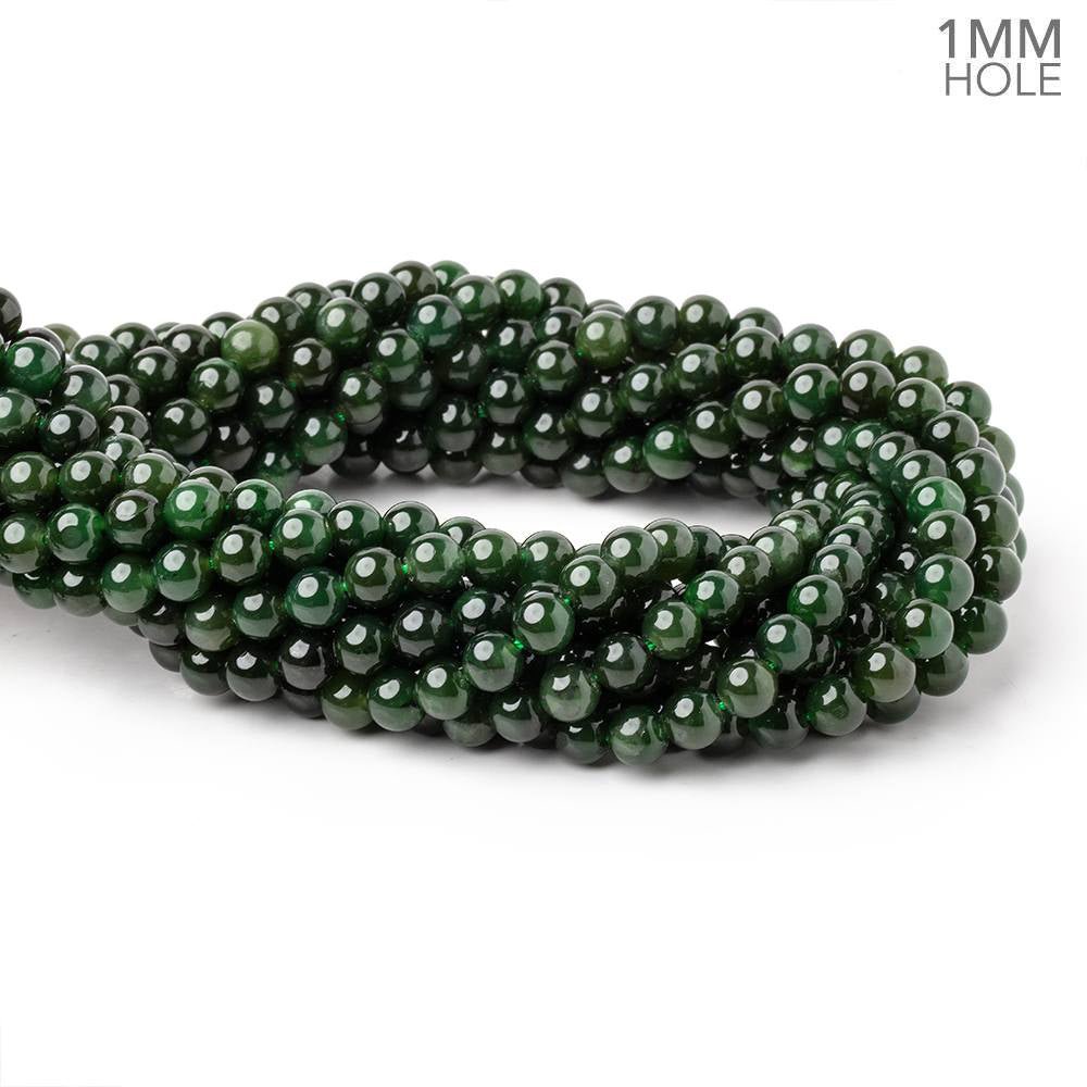 6mm Nephrite Jade Plain Round Beads 15 inch 68 pieces 1mm Hole