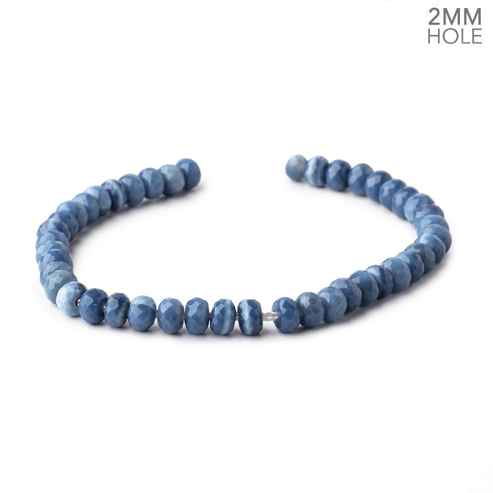 6mm Owyhee Denim Blue Opal 2mm Large Hole Faceted Rondelles 8 inch 46 Beads