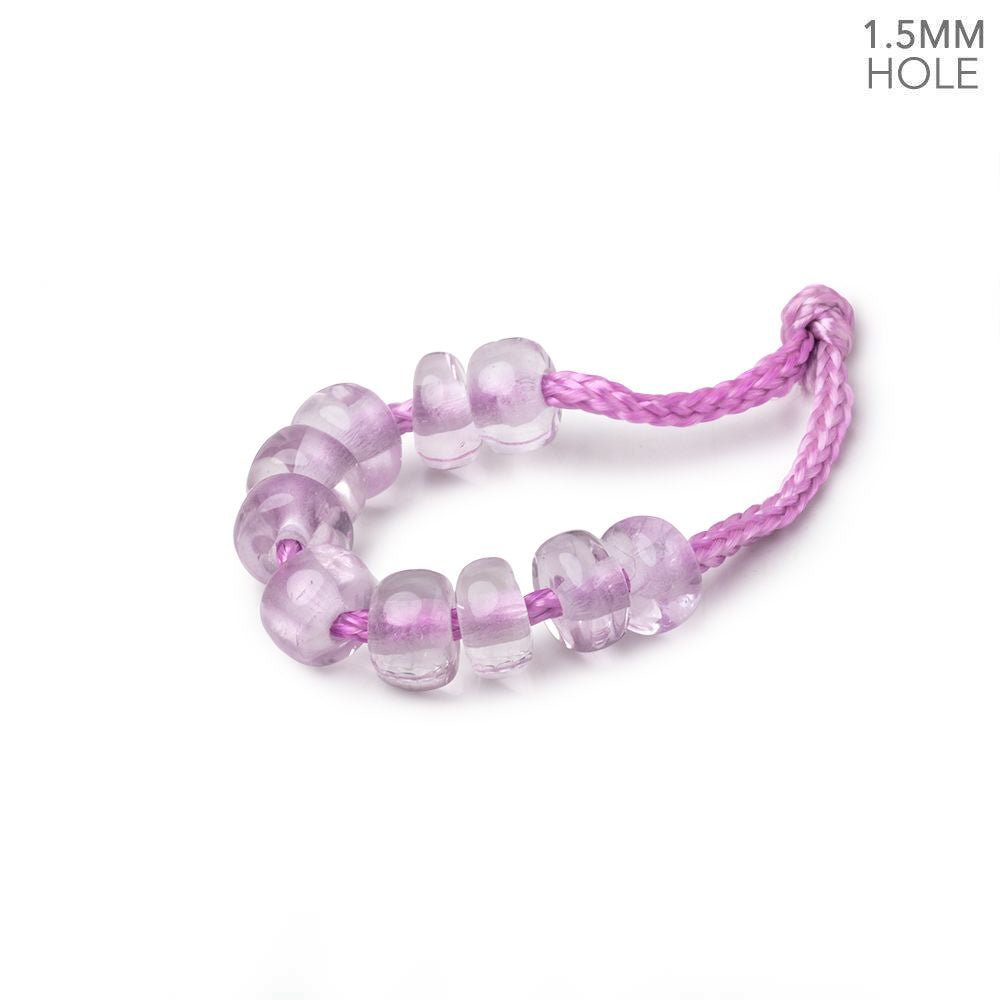 6mm Pink Amethyst 1.5mm Large Hole Plain Rondelle Set of 10
