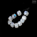 6mm Rainbow Moonstone 2mm Large Hole Faceted Cube Beads Set of 10