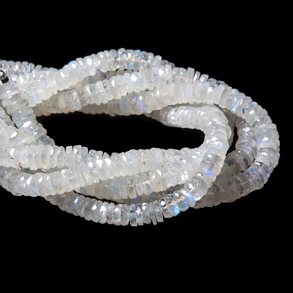6mm Rainbow Moonstone faceted heshi beads 8 inch 105 pieces