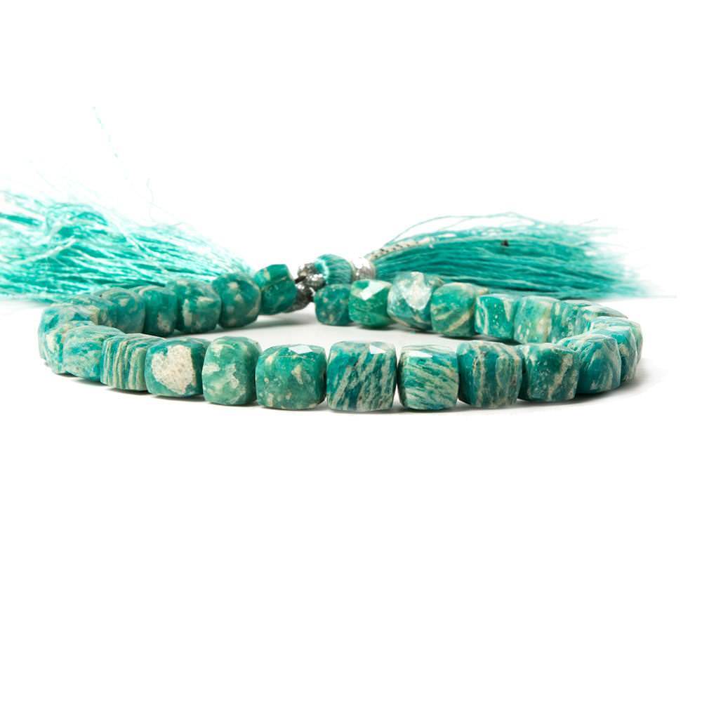 6mm Russian Amazonite Faceted Cube Beads 8 inch 30 pieces
