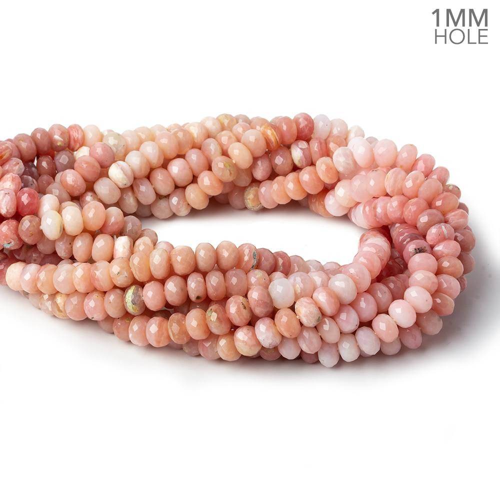 6mm Shaded Pink Peruvian Opal faceted rondelle 1mm hole beads 14.5 inch 78 pieces