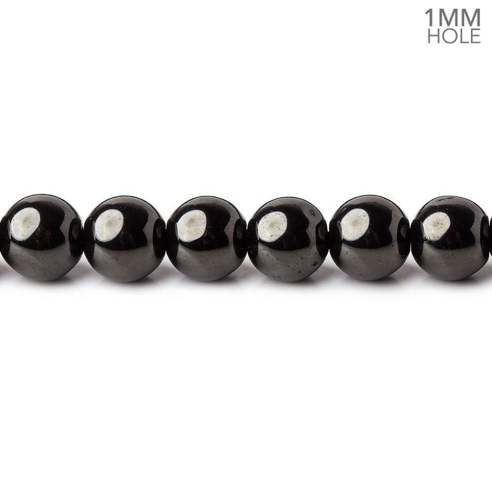 6mm Shungite plain round beads 15.5 inch 63 pieces 1mm hole