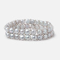 6mm Silver Double Drilled Button Pearls 7 inch 50 Beads