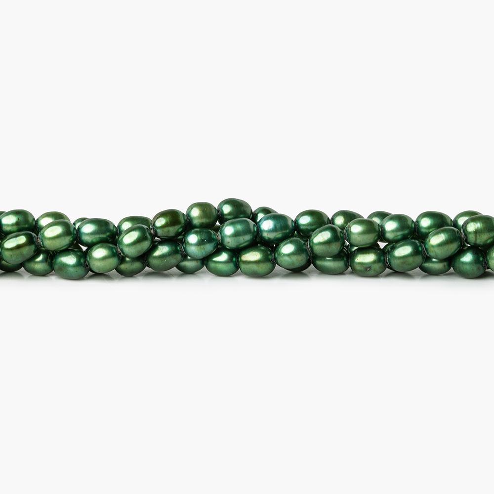 6mm Spearmint Green Straight Drilled Oval Pearls, 15 inch, 65 pieces