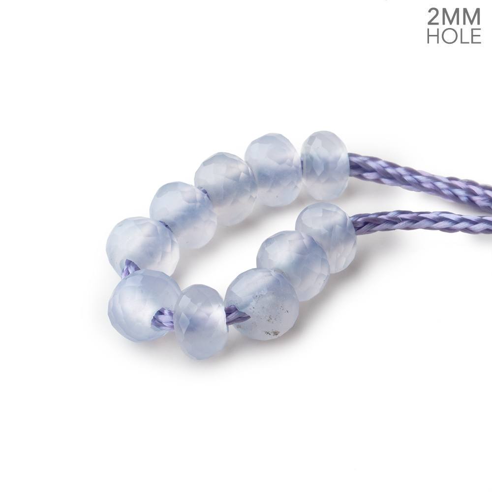 6mm Turkish Blue Chalcedony 2mm Large Hole Faceted Rondelle Set of 10