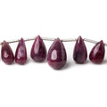 6x4-14x8mm Ruby Plain Tear Drops 8 inch 30 beads A