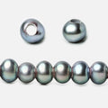 6x4-7x5mm Aqua Green Peacock 2.5mm Large Hole Off Round Pearl 15 inch 75 pieces