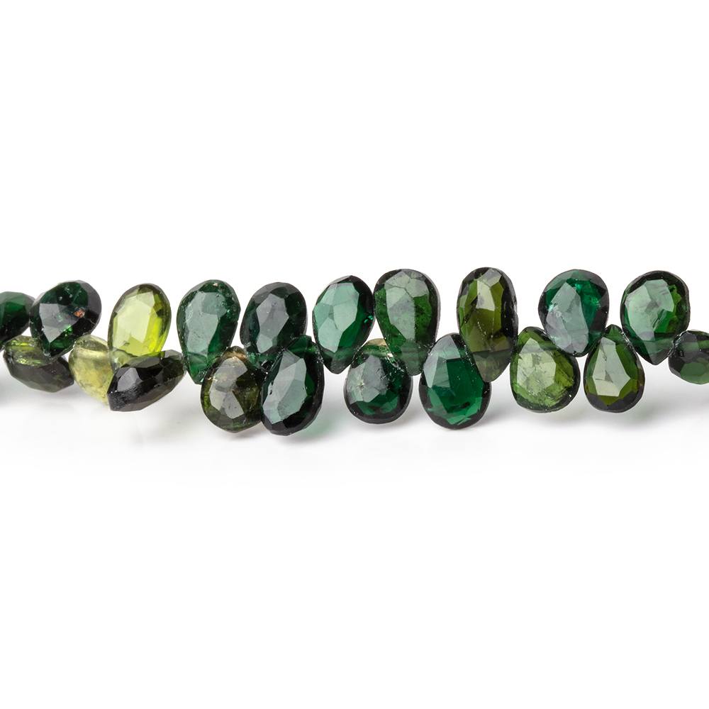 6x4-7x5mm Chrome Tourmaline Faceted Pear Beads 7.5 inch 65 pieces