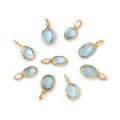 6x4-7x5mm Vermeil Bezel Aquamarine Rose Cut Oval Pendant 1 piece