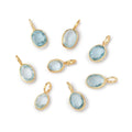 6x4-7x5mm Vermeil Bezel Blue Topaz Rose Cut Oval Pendant 1 piece
