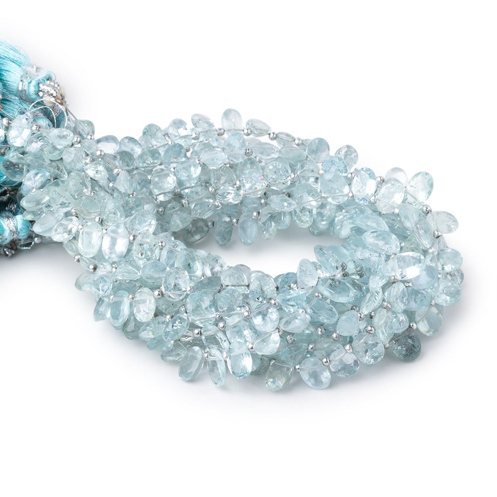 6x4-8x5mm Aquamarine Top Drilled Faceted Ovals 8.5 inch 40 Beads