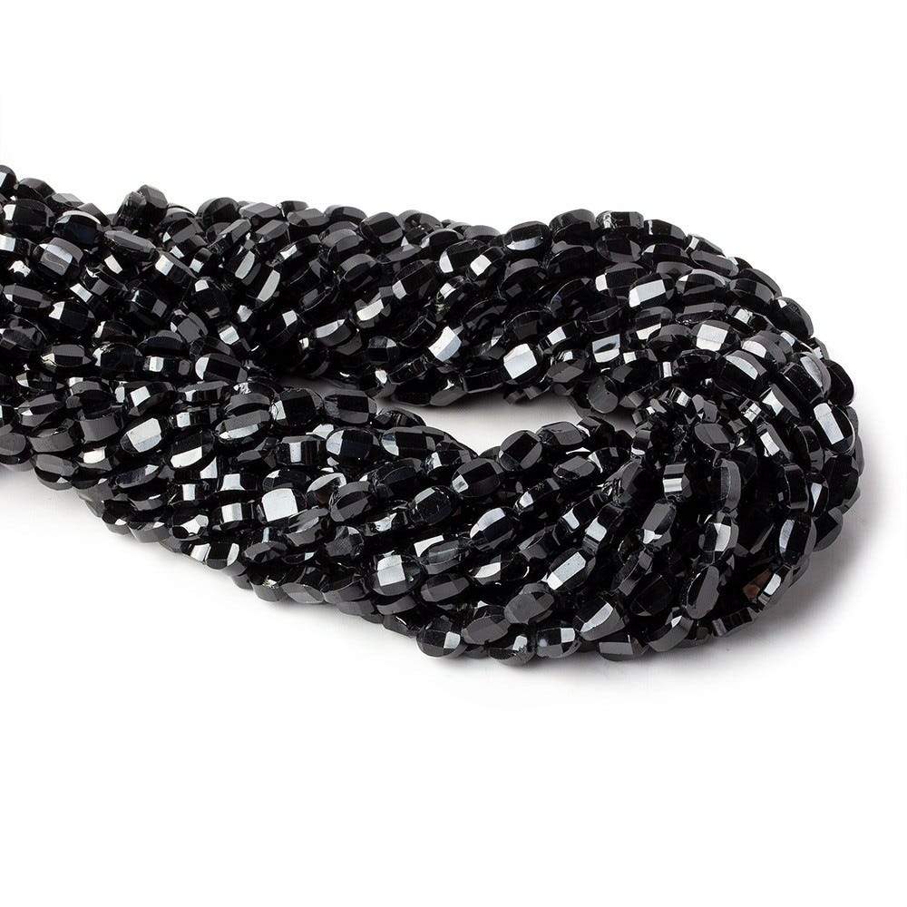 6x4mm Black Spinel Straight Drill Faceted Oval Beads 13.5 inch 52 pieces