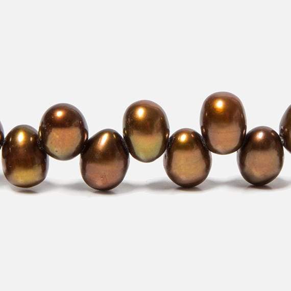 6x4mm Bronze Top Drilled Oval Freshwater Pearl Beads 16 inch 78 pieces
