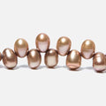 6x4mm Latte Brown Top Drilled Oval Freshwater Pearls 16 inch 78 pieces