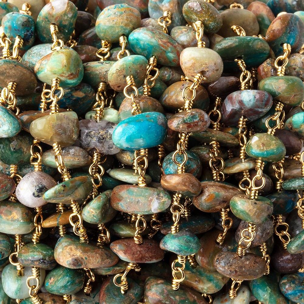 6x5-11x6mm Blue Peruvian Opalina on Vermeil Chain by the foot 30 Beads