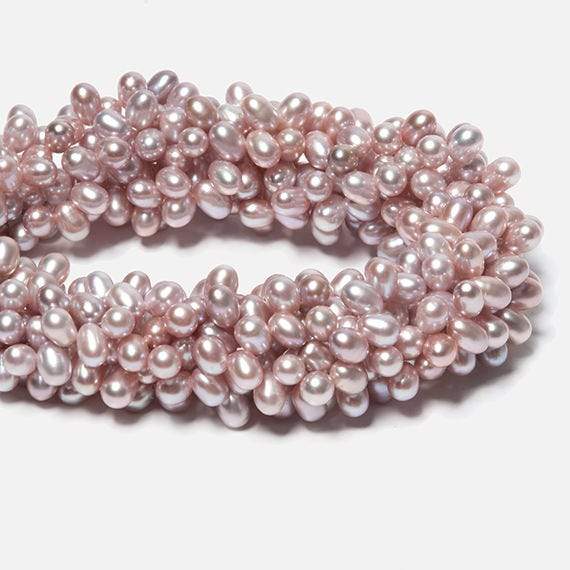 6x5-7x5mm Ice Pink Top Drilled Oval Freshwater Pearls 16 inch 96 pieces