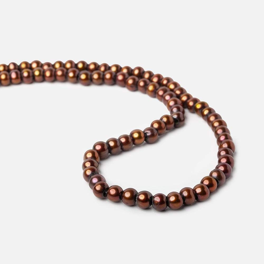 6x5-7x6mm Cinnamon Brown Off Round 2.5mm Large Hole Freshwater Pearl 75 pcs