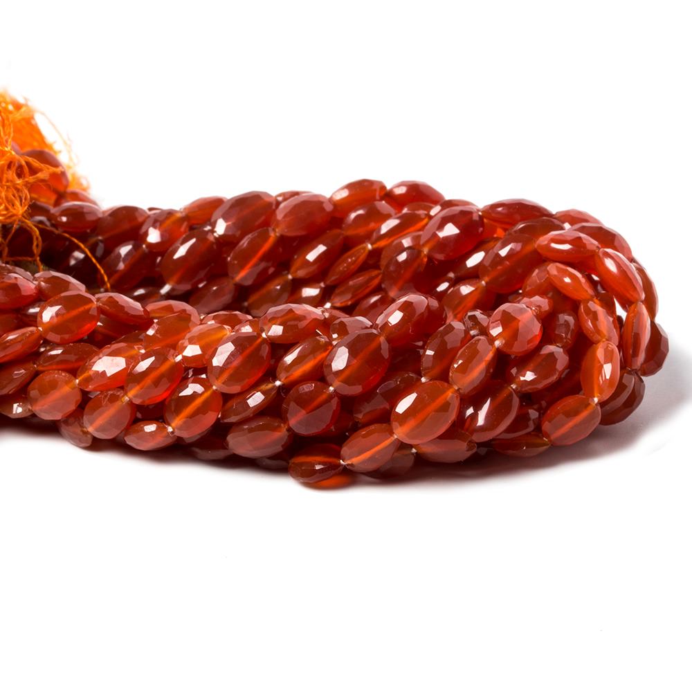 6x5-8x6mm Carnelian Faceted Oval Straight Drilled Beads 8 inch 23 pieces