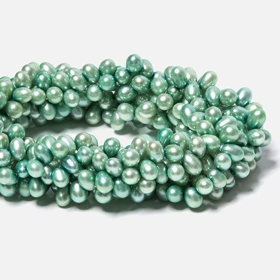 6x5-8x6mm Mint Green Top Drilled Oval Freshwater Pearls 16 inch 84 pieces