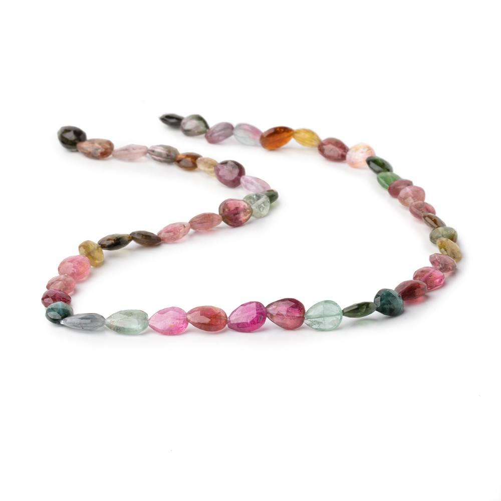 6x5-8x6mm Multi Color Tourmaline Faceted Pear Beads 15 inch 48 pieces AA