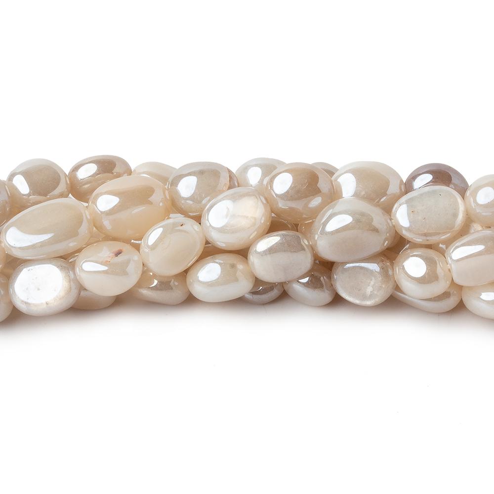 6x5-8x6mm Silver Mystic Creamy White Moonstone plain nuggets 16 inch 53 beads