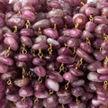 6x5-9x6mm Pink Tourmaline plain chips Vermeil Chain by the foot 56 beads per