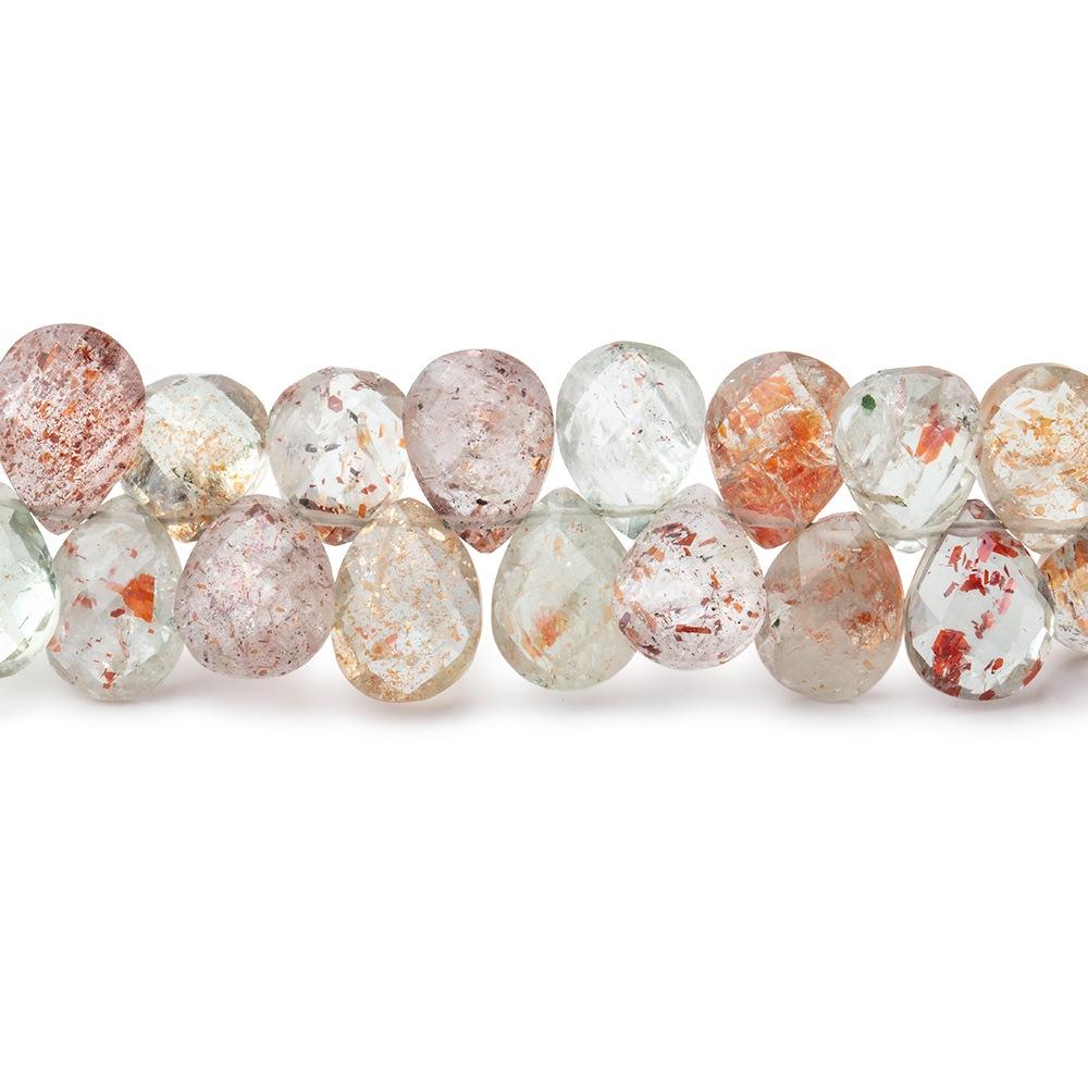 6x5-9x7mm Multi Color Sunstone Faceted Pear beads 7.5 inch 64 pieces