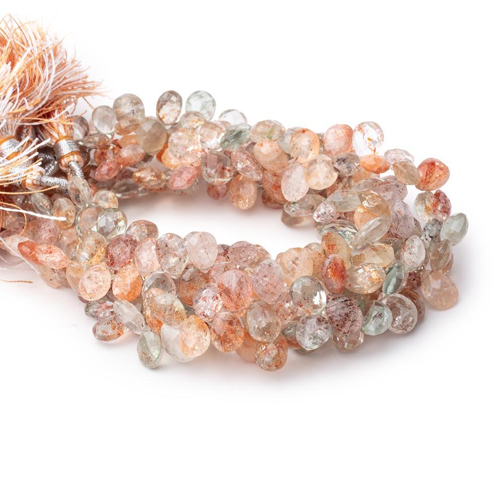 6x5-9x7mm Multi Color Sunstone Faceted Pear beads 7.5 inch 64 pieces