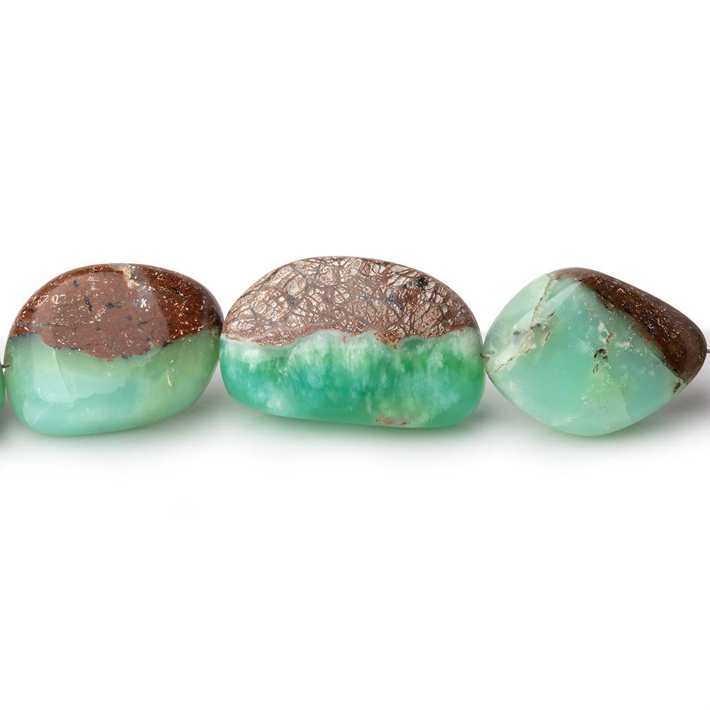 6x5.5-20x13mm Prase Opal Plain Nuggets with Matrix 17 inch 28 Beads