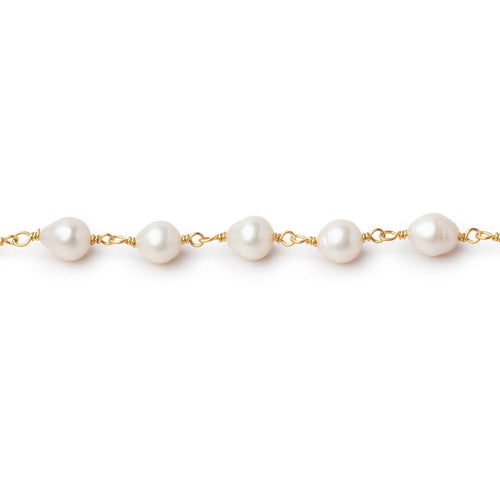 6.5x6mm Off White Petite Ultra Baroque Pearls on Vermeil Chain