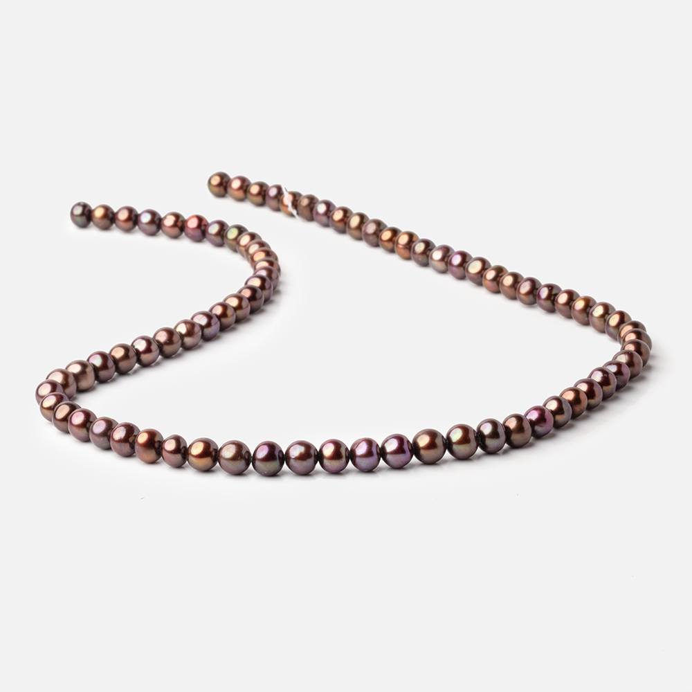 6x5mm Chocolate Brown Side Drilled Off Round Freshwater Pearls 16 inch 76 pieces