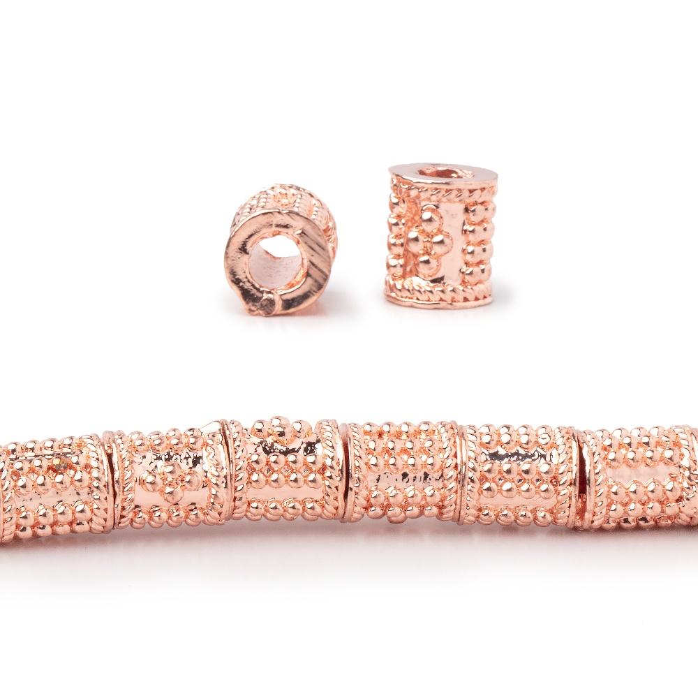 6x5mm Miligrain Dotted Design Tube Beads 8 inch 33 pieces