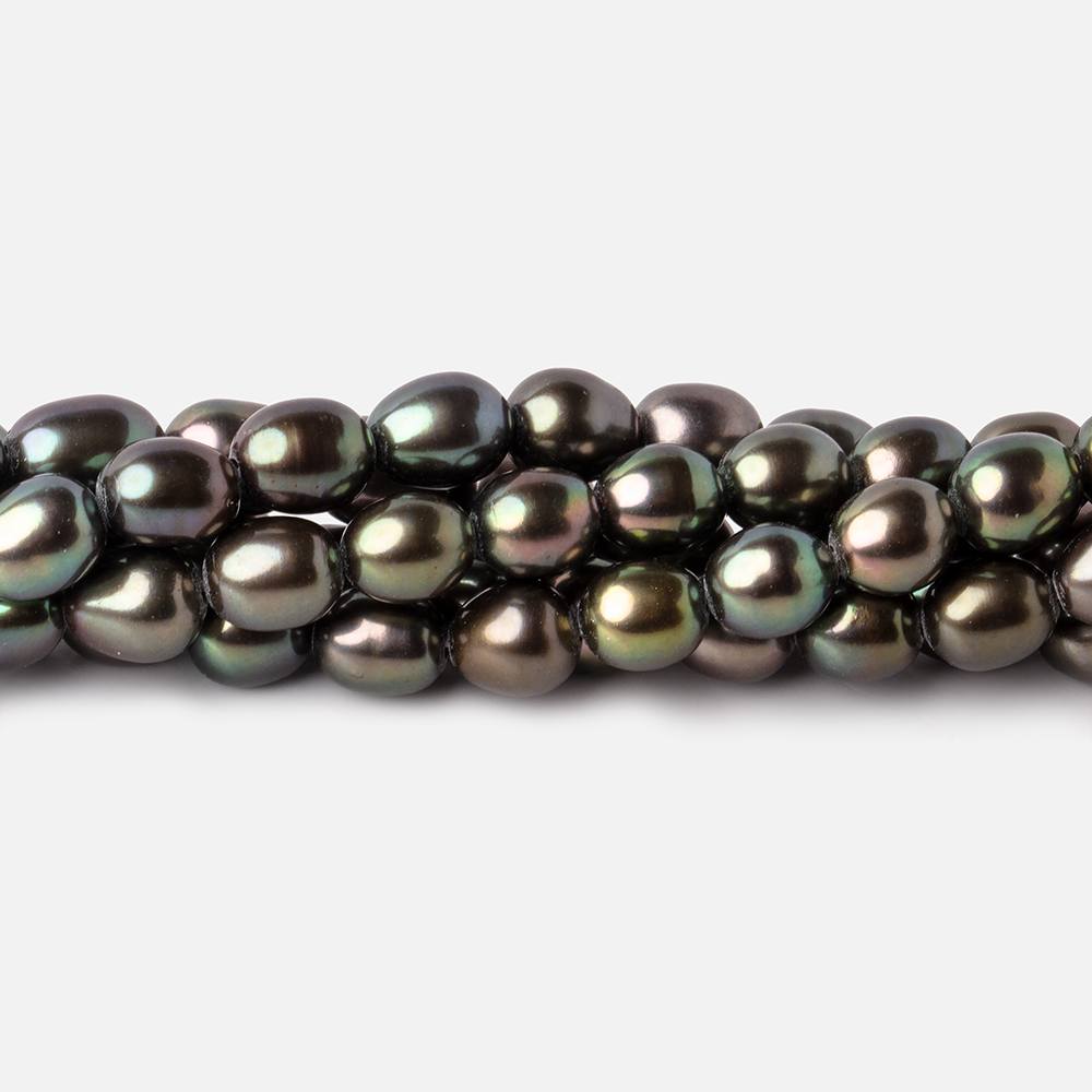 6x5mm Mushroom Green Oval Freshwater Pearl Beads 15.5 inch 62 pieces