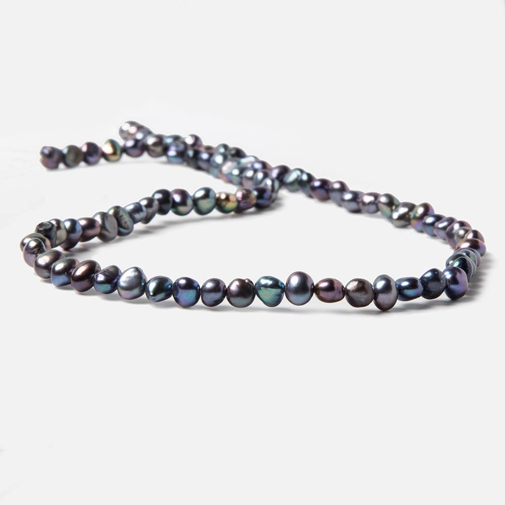 6x5mm Peacock Blue Side Drilled Baroque Freshwater Pearls 16 inch 80 pieces