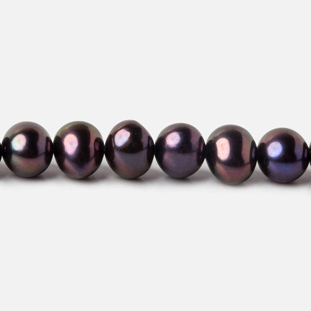 6x5mm Violet Peacock Off Round Side Drilled Freshwater Pearls 15 inch 71 pieces