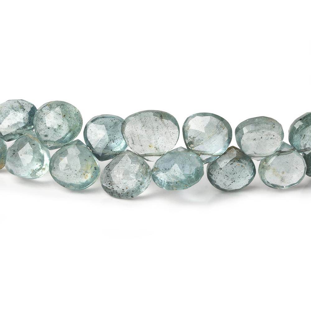 6x6-7x7mm Moss Aquamarine Faceted Heart Beads 8 inch 58 pieces