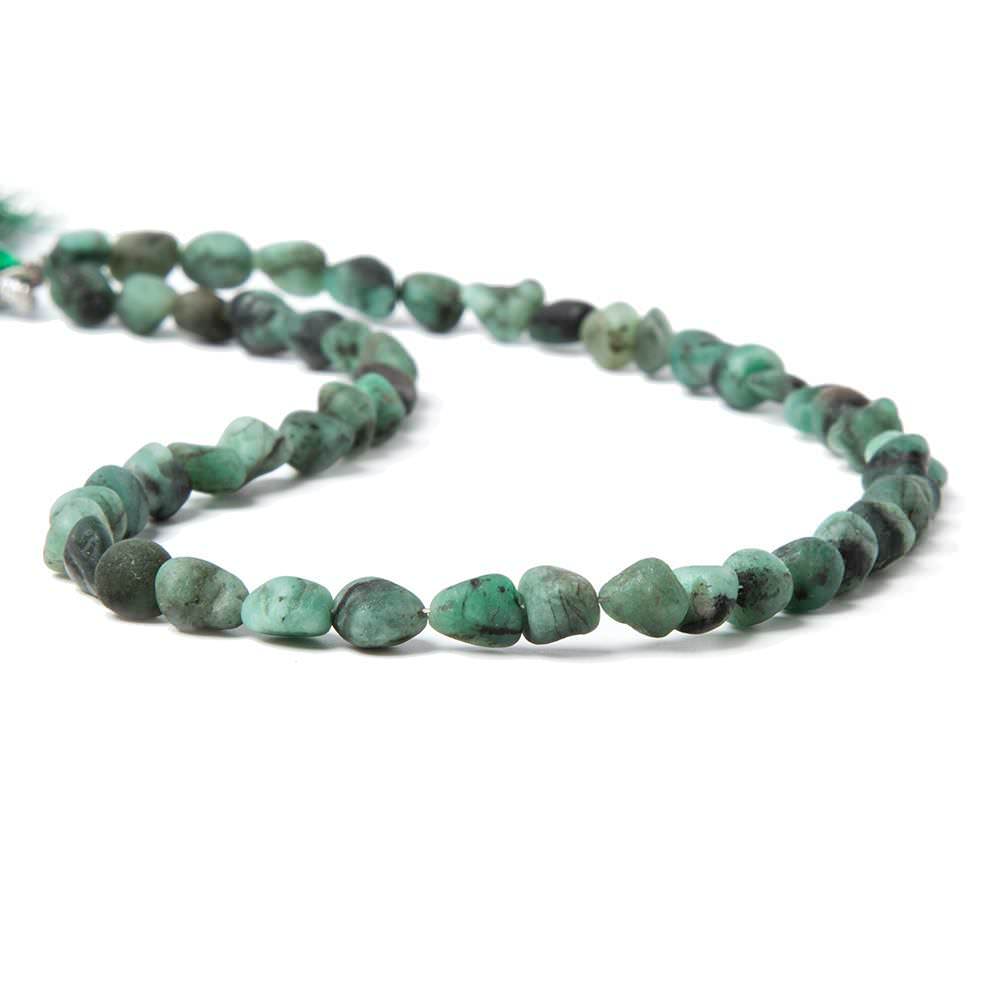 6x6-8x6mm Frosted Brazilian Emerald plain nugget beads 12 inch 50 pieces