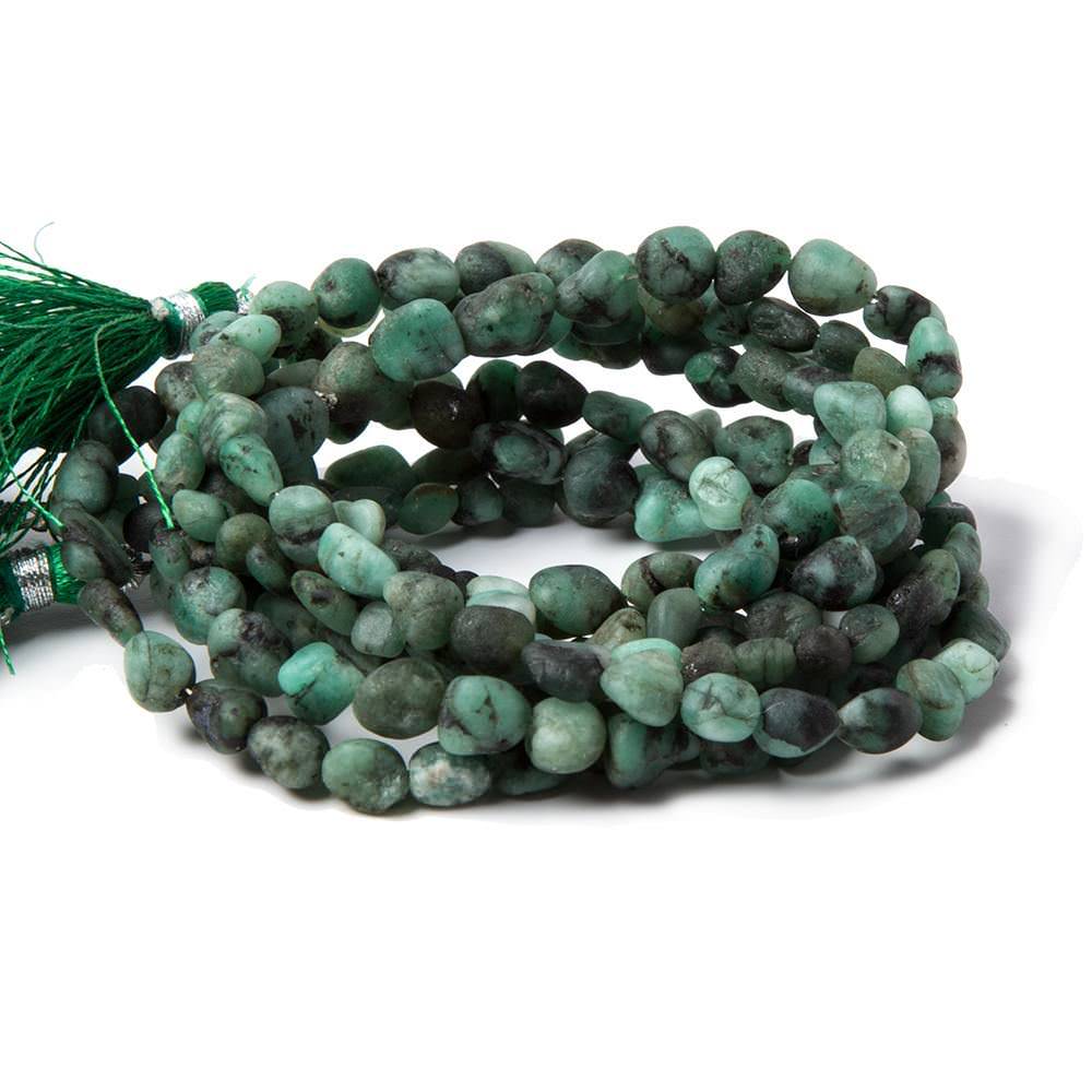 6x6-8x6mm Frosted Brazilian Emerald plain nugget beads 12 inch 50 pieces