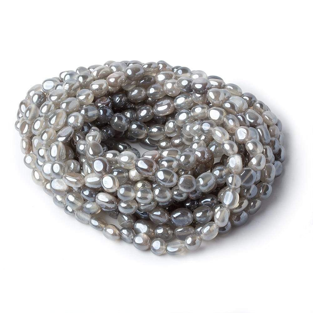 6mm Silver Mystic Platinum Grey Moonstone plain nuggets 16 inch 58 beads