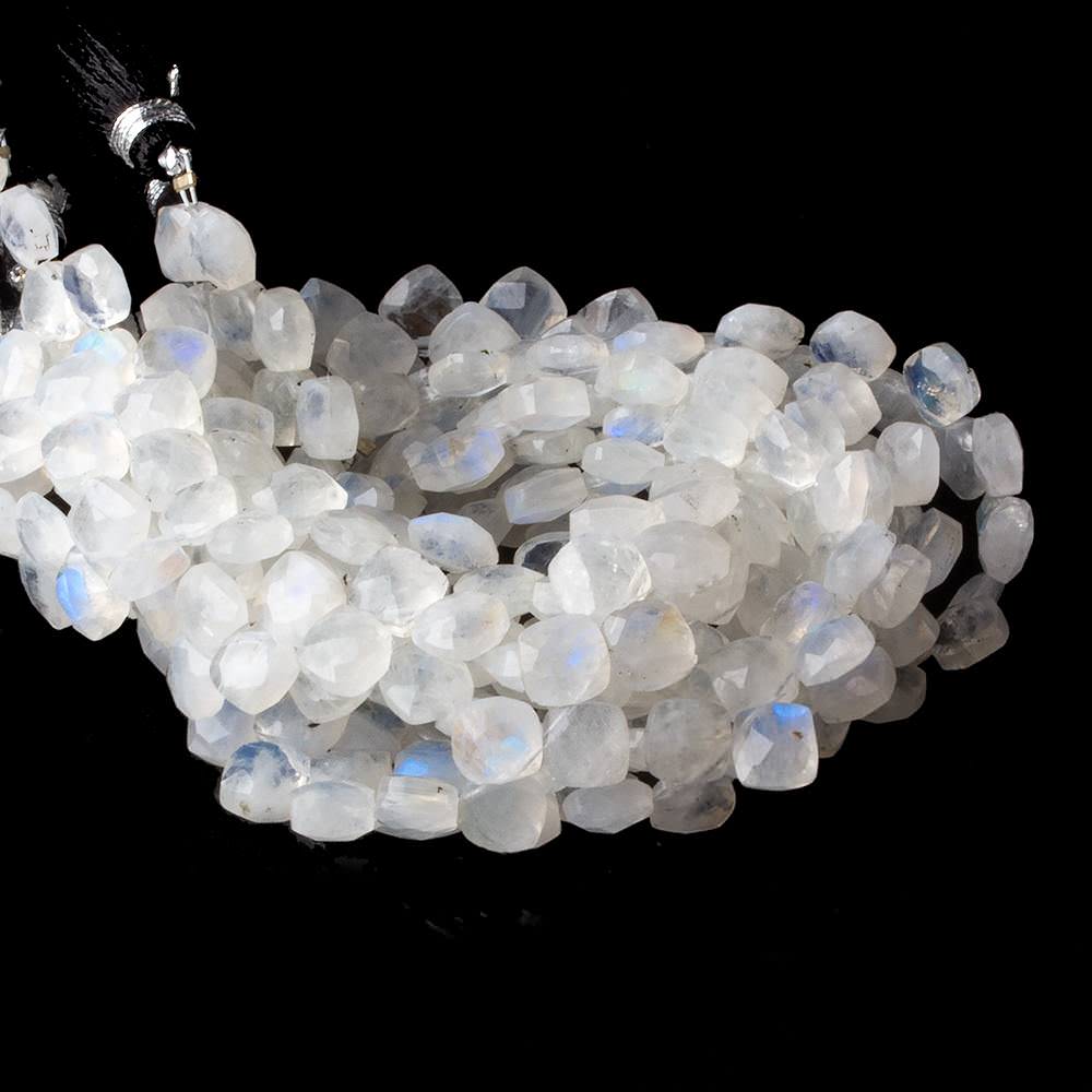 6x6mm Rainbow Moonstone Faceted Pillows 7 inch 47 beads A