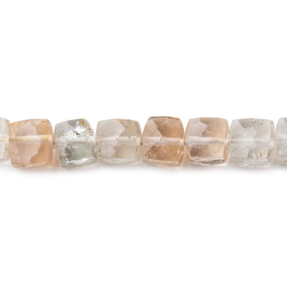 6x6mm White & Imperial Topaz faceted cube beads 8 inch 36 pieces