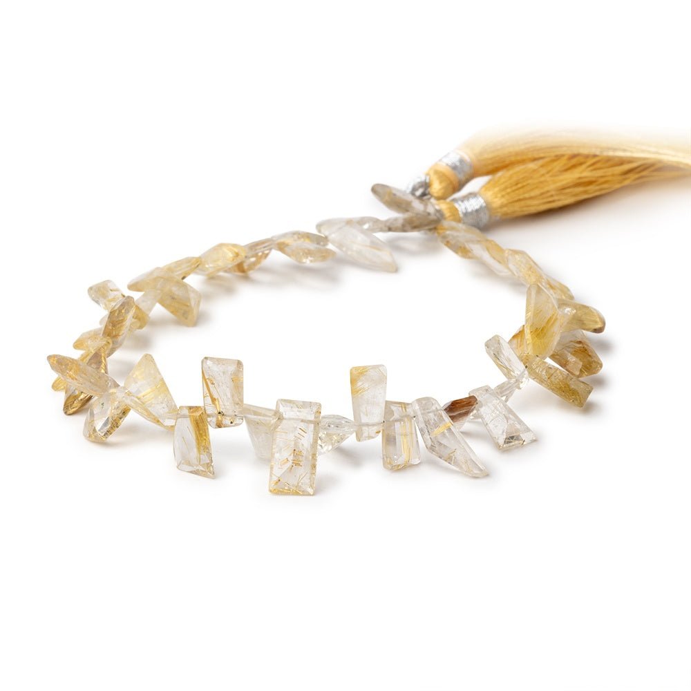 7-10mm Rutilated Quartz Pavilion Faceted Fancy beads 8 inch 45 pieces AA