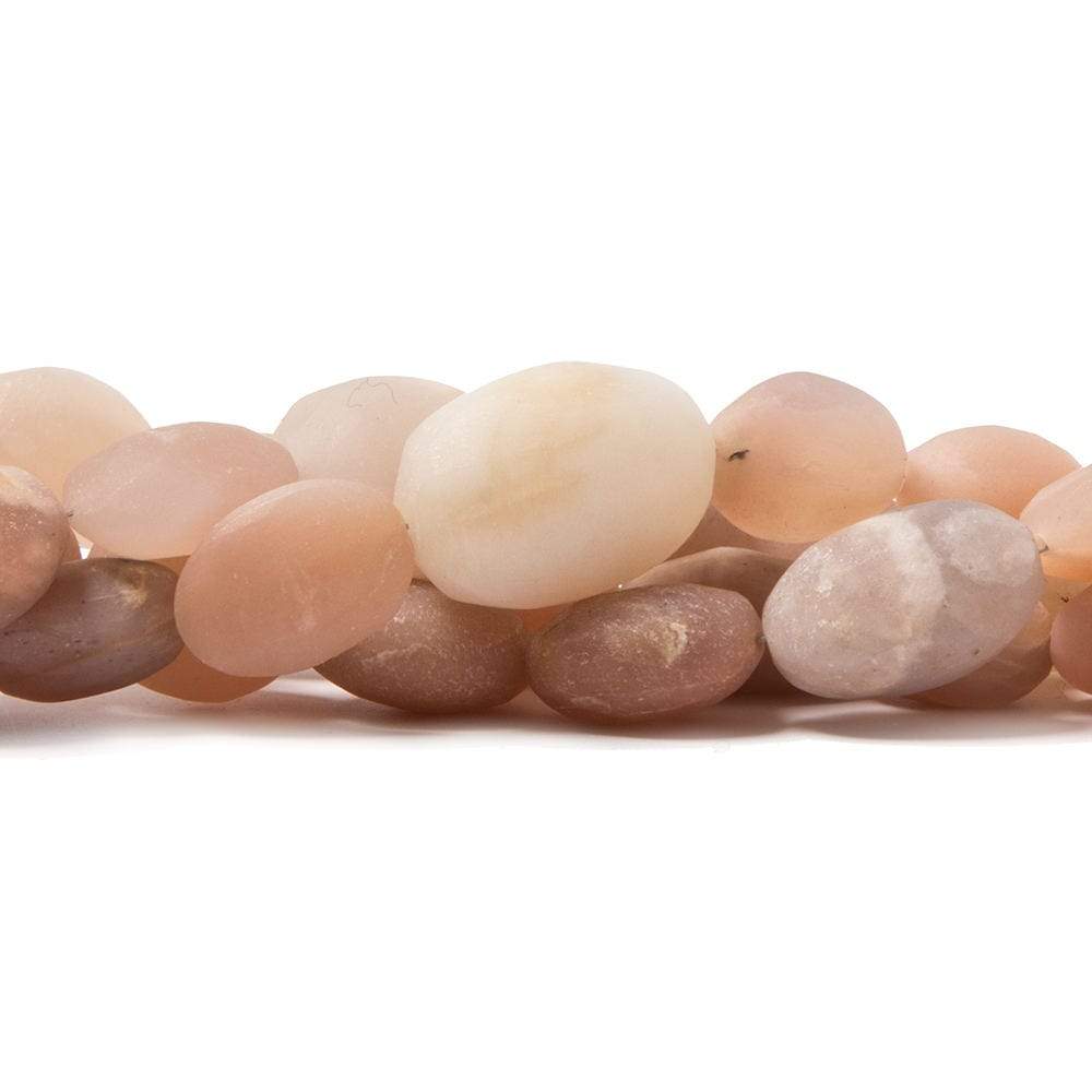 7-13mm Frosted Angel Skin Moonstone plain nugget beads 8 inch 17 pieces