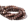 7-7.5mm Chocolate Moonstone faceted round beads 8 inch 28 pieces