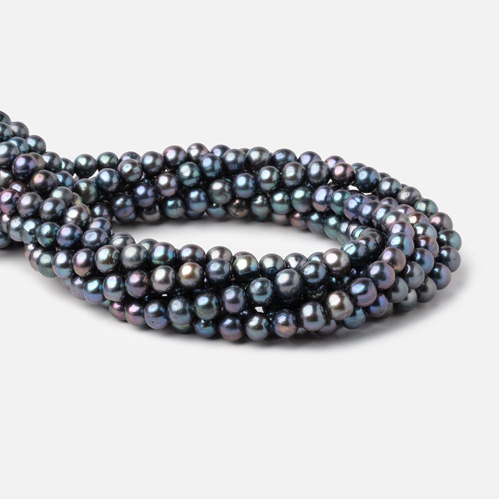 7-7.5mm Peacock Off Round Freshwater Pearls 16 inch 59 Beads