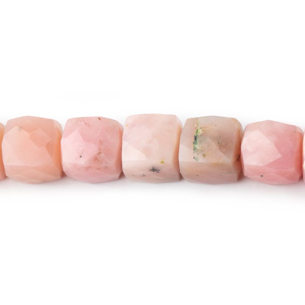 7-7.5mm Pink Peruvian Opal Faceted Cube Beads 7.75 inch 25 pieces